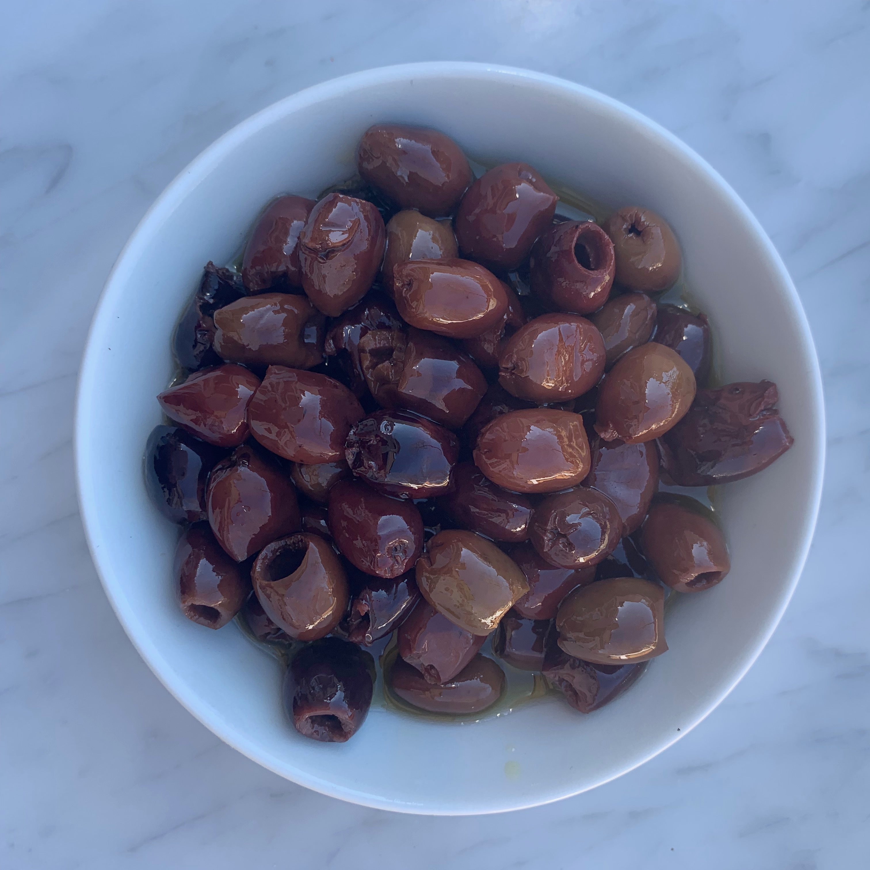 Franske sorte oliven i extra virgin olivenolje