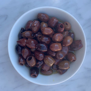 Franske sorte oliven i extra virgin olivenolje